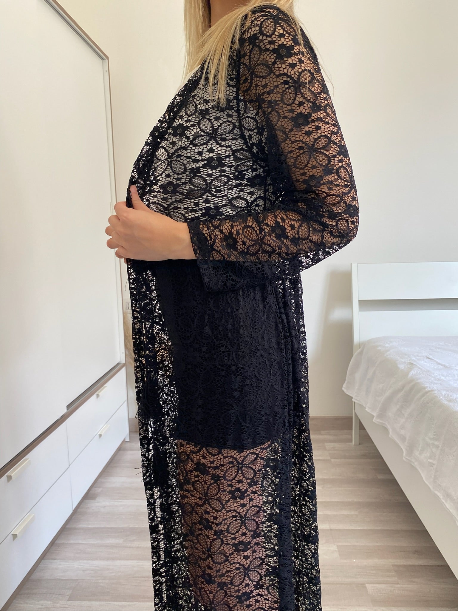 Kimono in pizzo nero - R.a. Boutique 