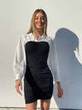 Abito arricciato nero con camicia - R.a. Boutique 