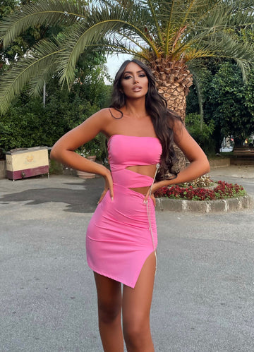 Abito a fascia rosa con ciondoli - R.a. Boutique 