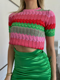 Maglia rosa e verde con cuori - R.a. Boutique 