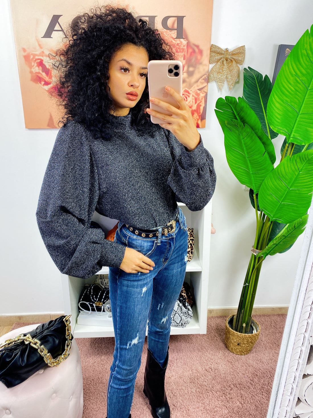 Maglioncino glitter manica larga - R.a. Boutique 