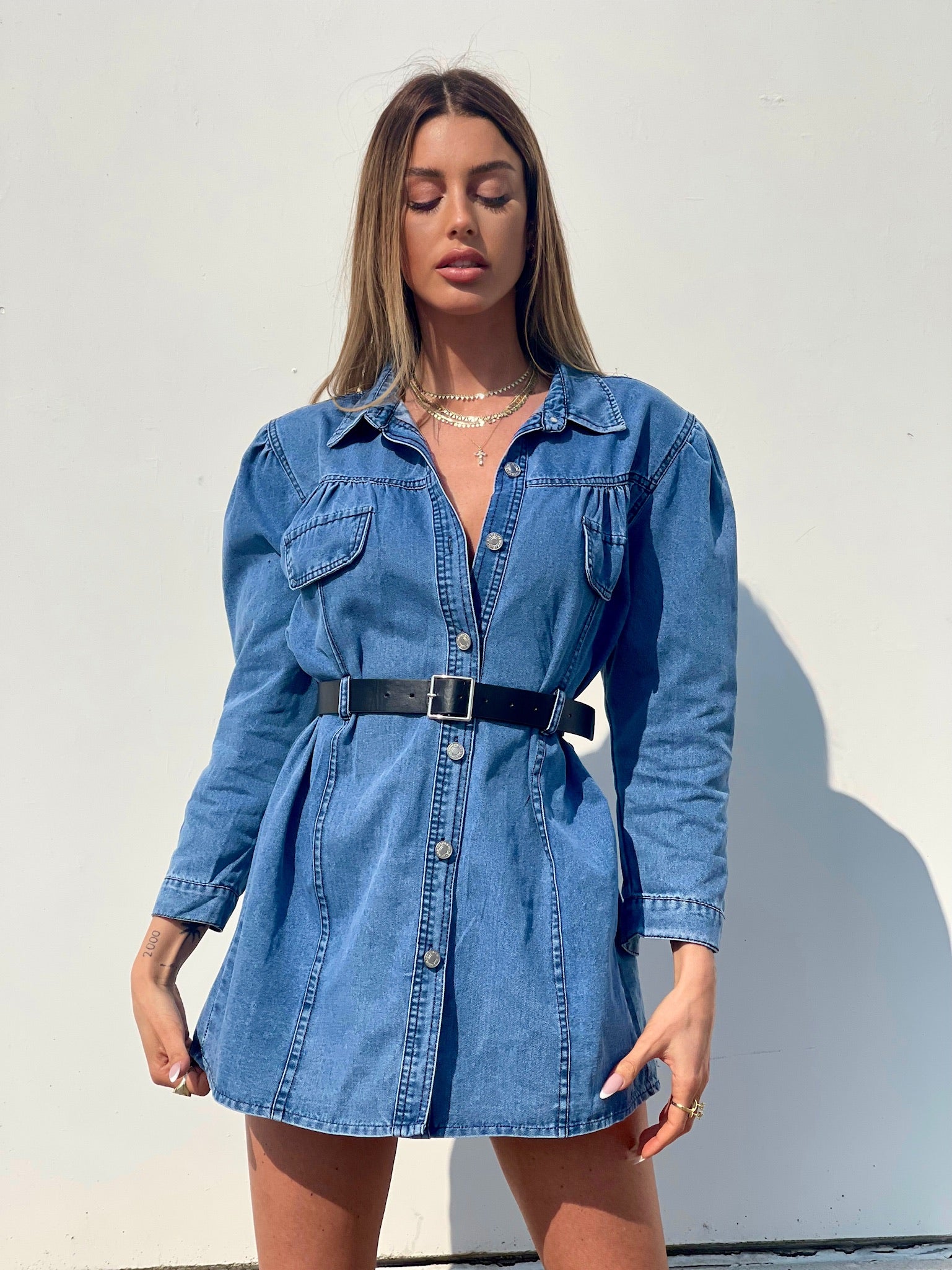 Abito in jeans con cintura - R.a. Boutique 