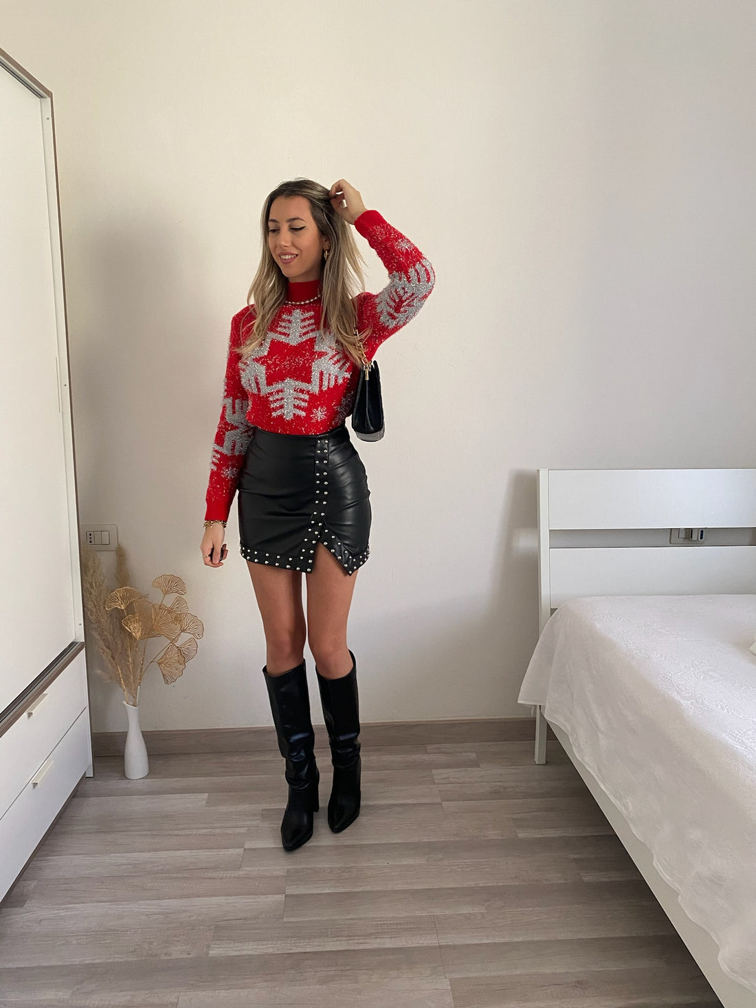 Gonna in ecopelle con borchie - R.a. Boutique 