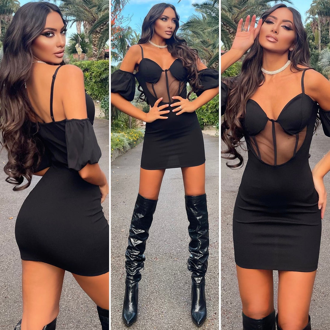 Abito scollo a cuore e trasparenze - R.a. Boutique 