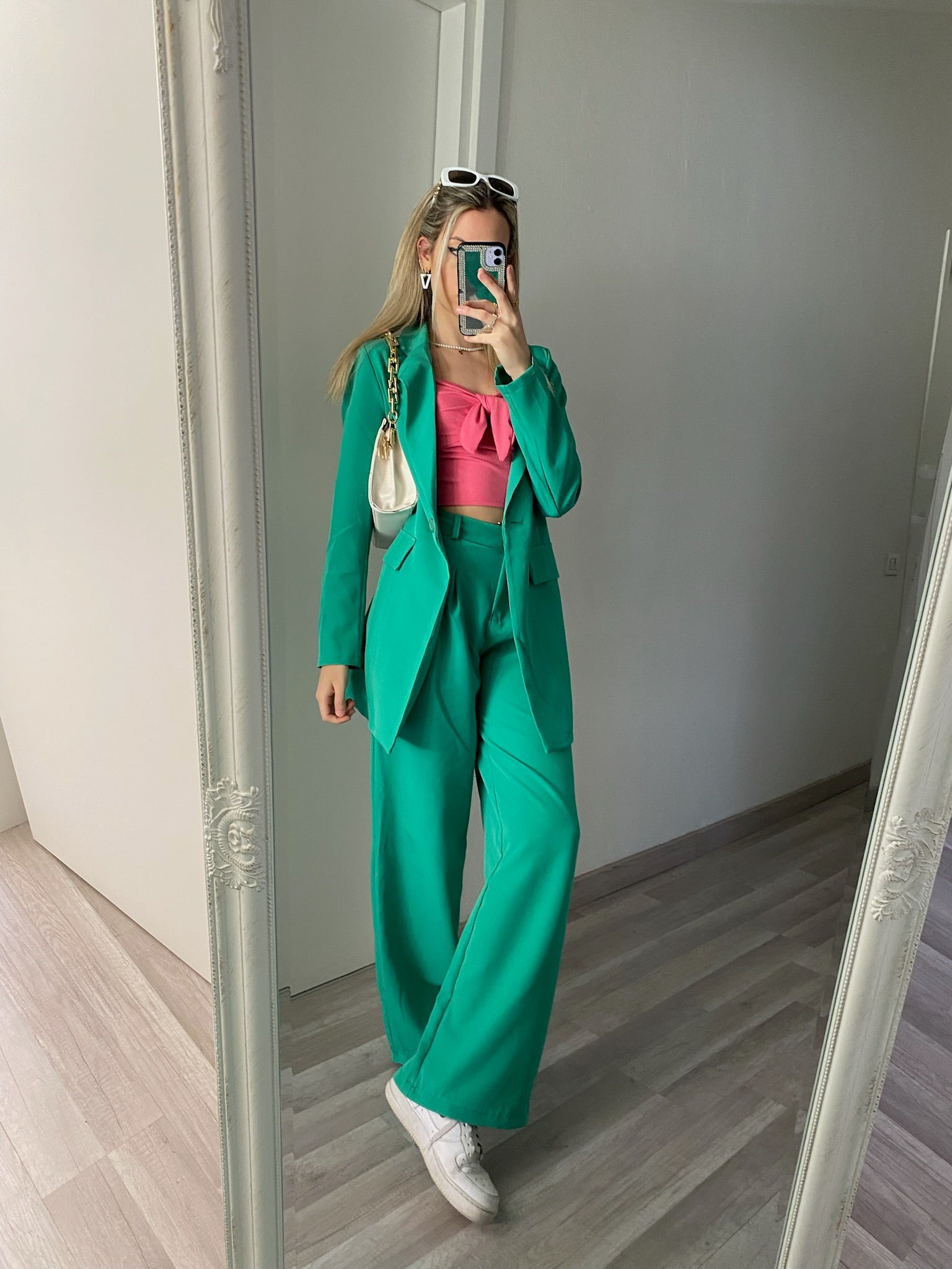 Completo oversize giacca e pantalone verde - R.a. Boutique 