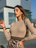 Abito in maglia nude gonna a fantasia zebrata - R.a. Boutique 