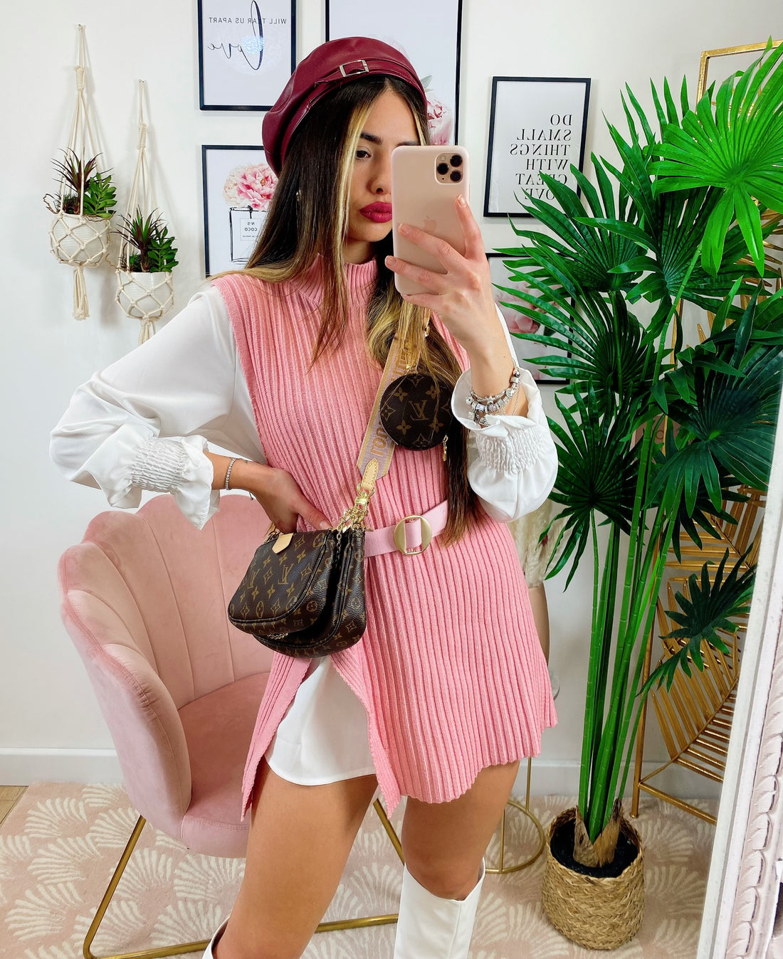 Abito due pezzi con cintura Rosa - R.a. Boutique 