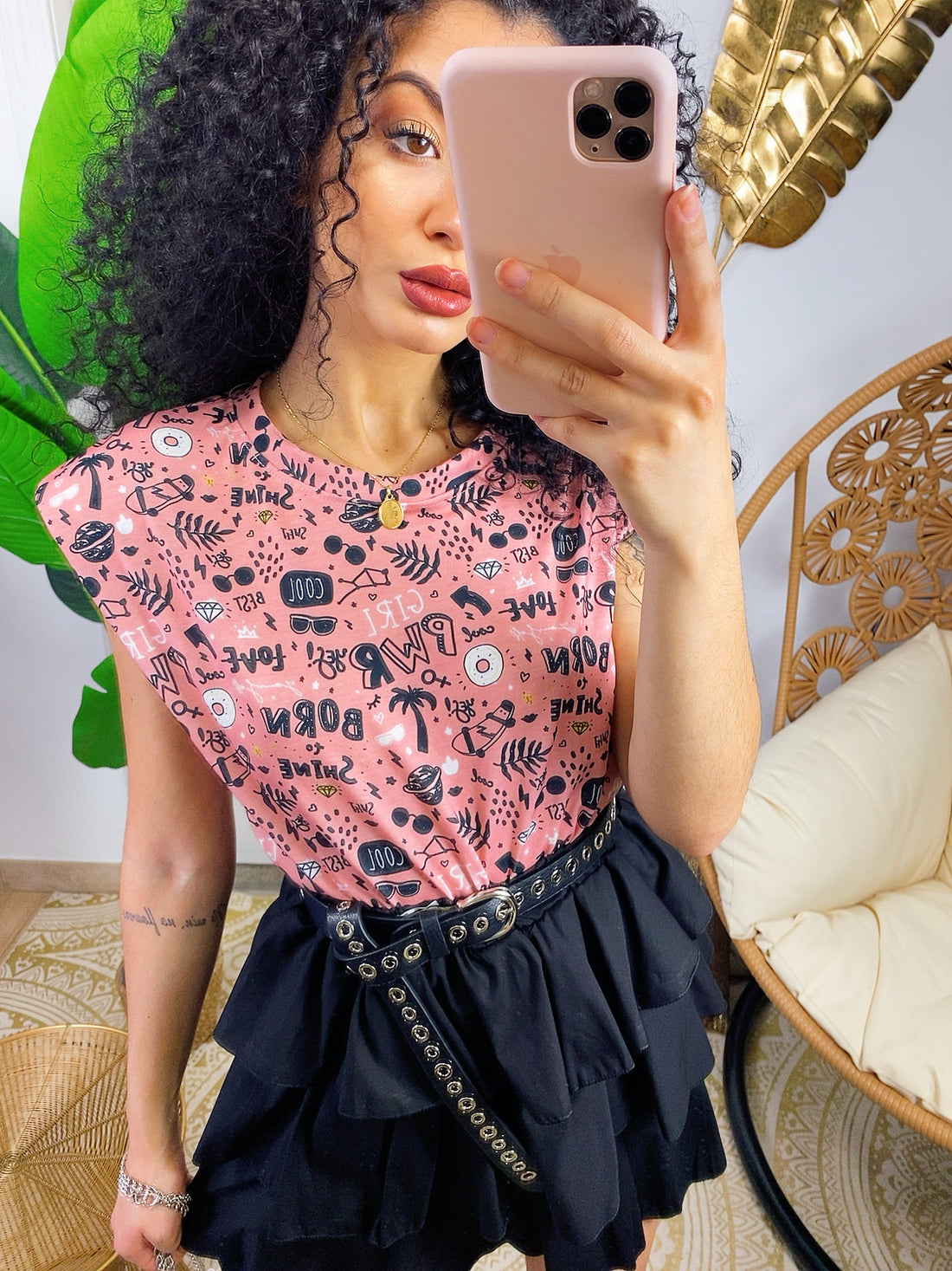 Maglia con spalline bombate rosa - R.a. Boutique 