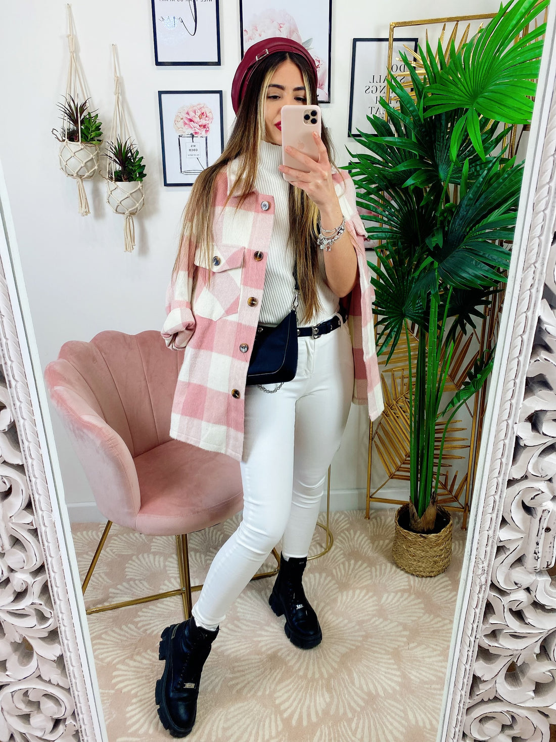 Giacca a quadri Rosa con tasche - R.a. Boutique 