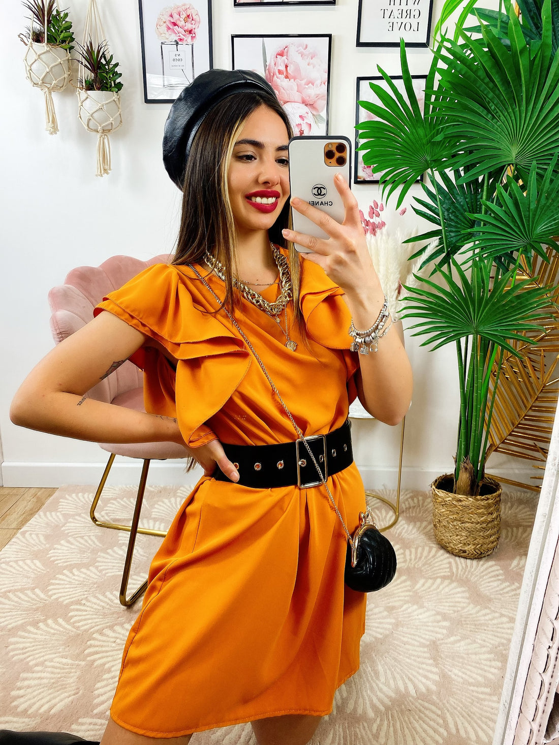 Abito con manica voilant e cintura - R.a. Boutique 