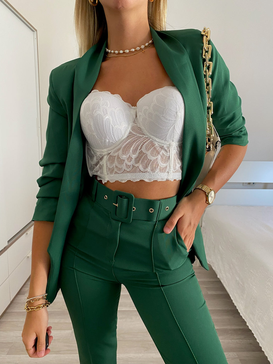 Completo giacca e pantalone verde - R.a. Boutique 