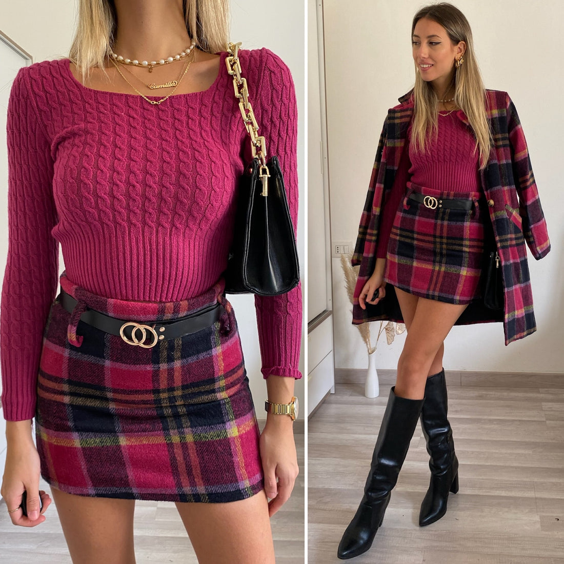 Maglioncino a trecce Fuxia - R.a. Boutique 