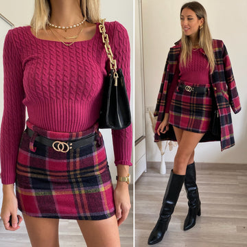 Maglioncino a trecce Fuxia - R.a. Boutique 