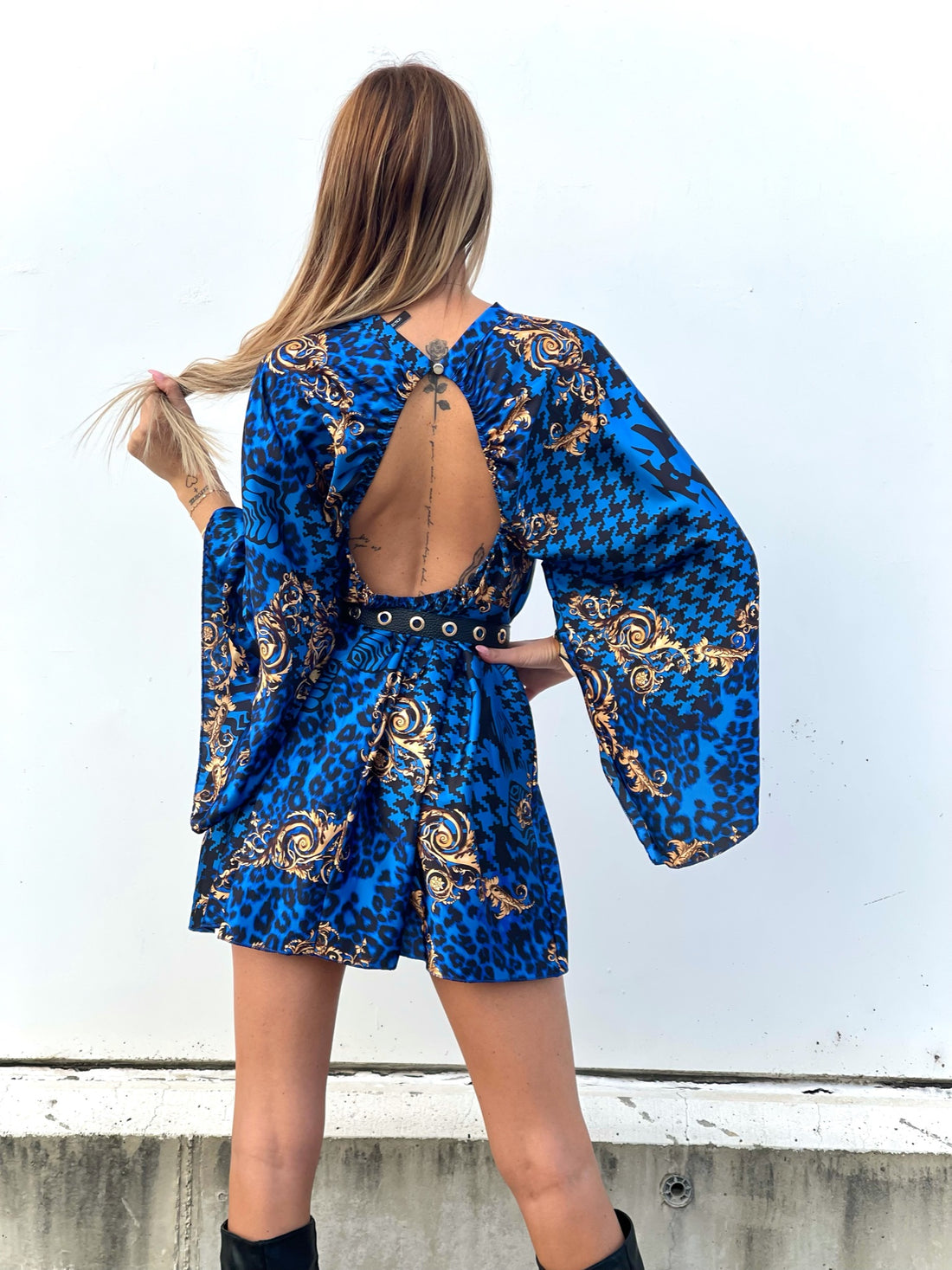 Abito etnico schiena aperta blu - R.a. Boutique 