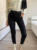 Pantalone aderente nero con cintura - R.a. Boutique 