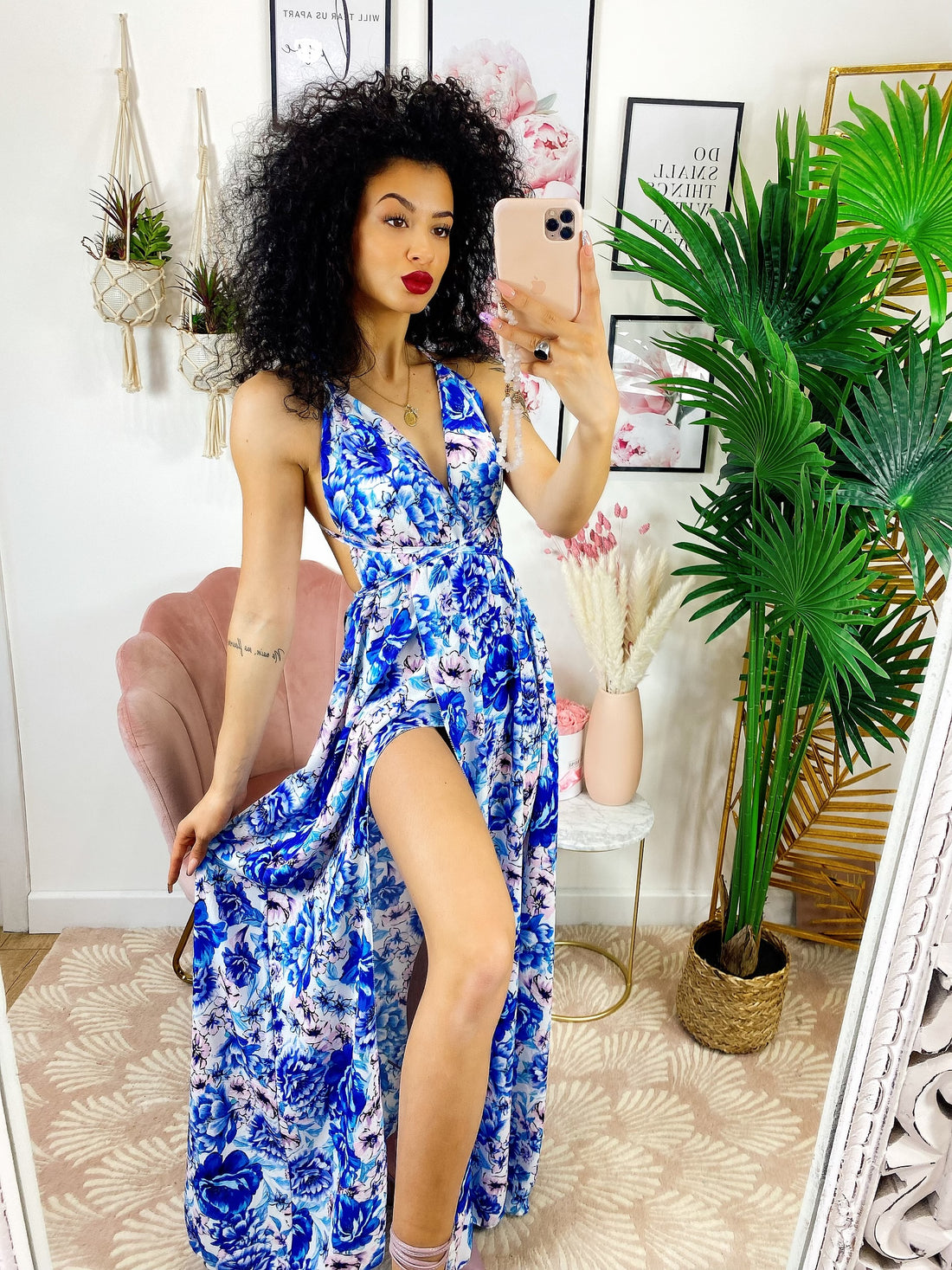 Dress Afrodite fiori celesti e lilla - R.a. Boutique 