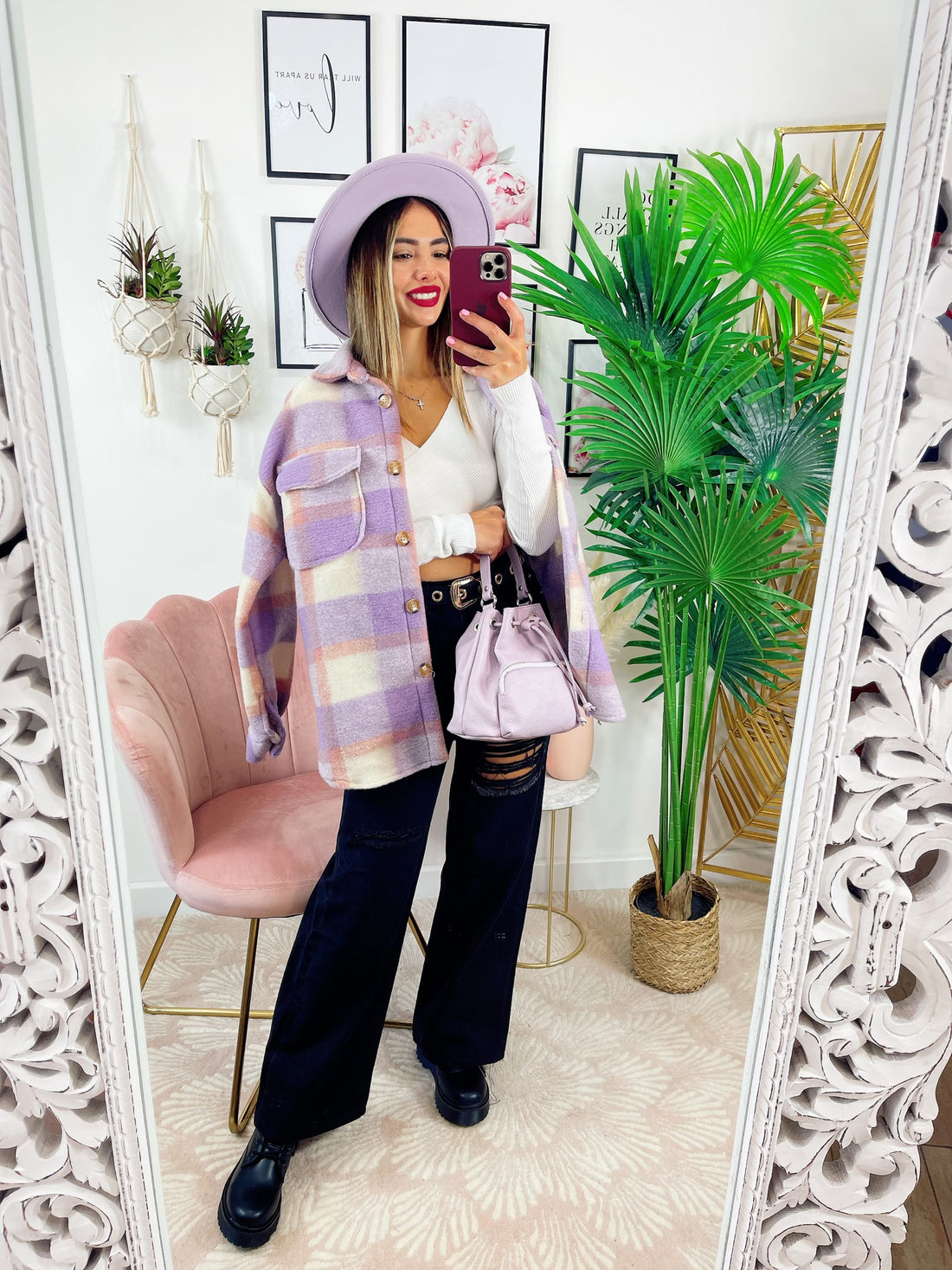 Giacca a quadri dettaglio lilla - R.a. Boutique 