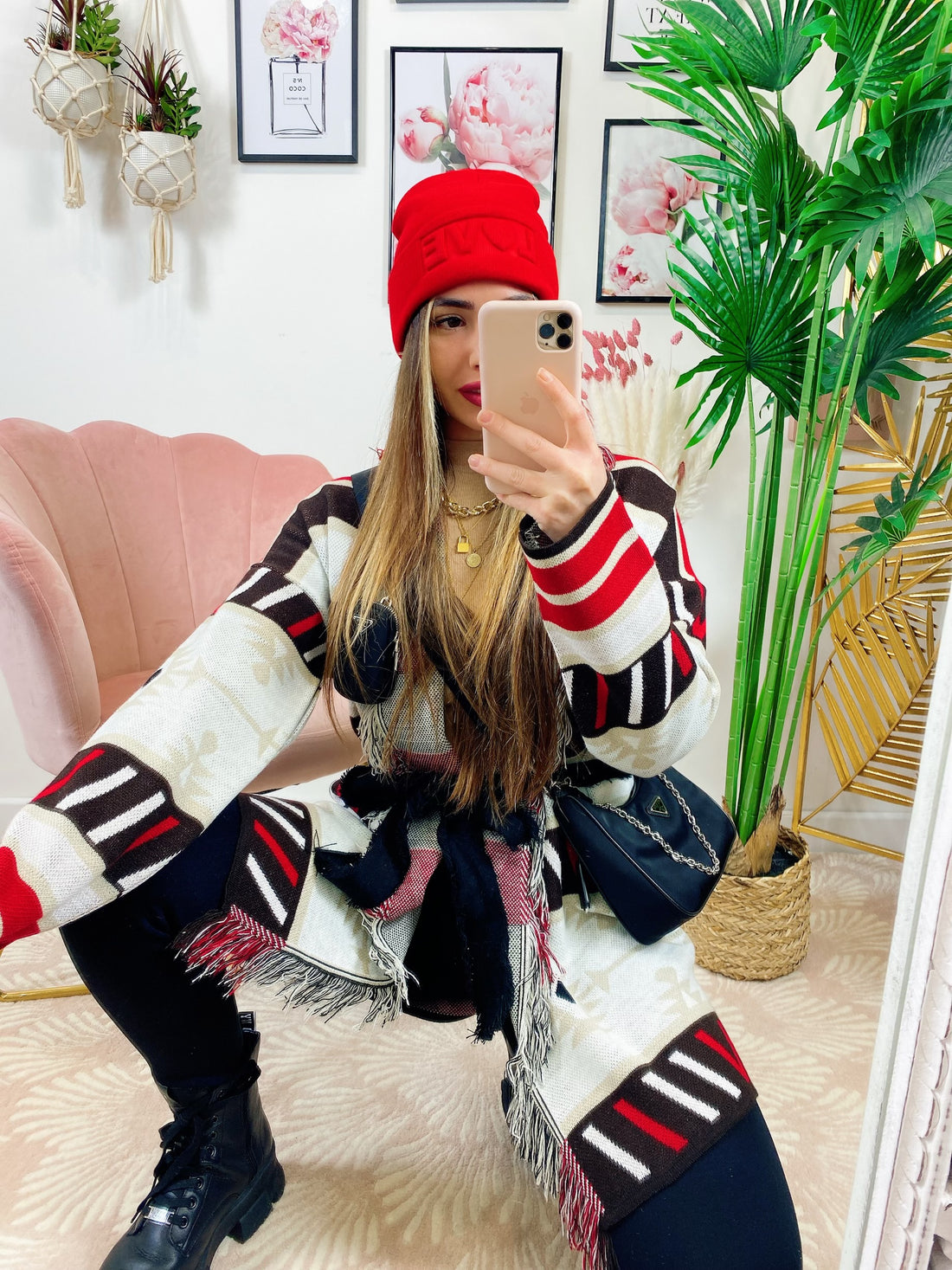 Cardigan con frange e cinta a righe e ricami - R.a. Boutique 