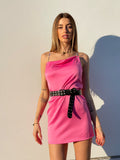Abito in raso rosa barbie con dettaglio luce - R.a. Boutique 