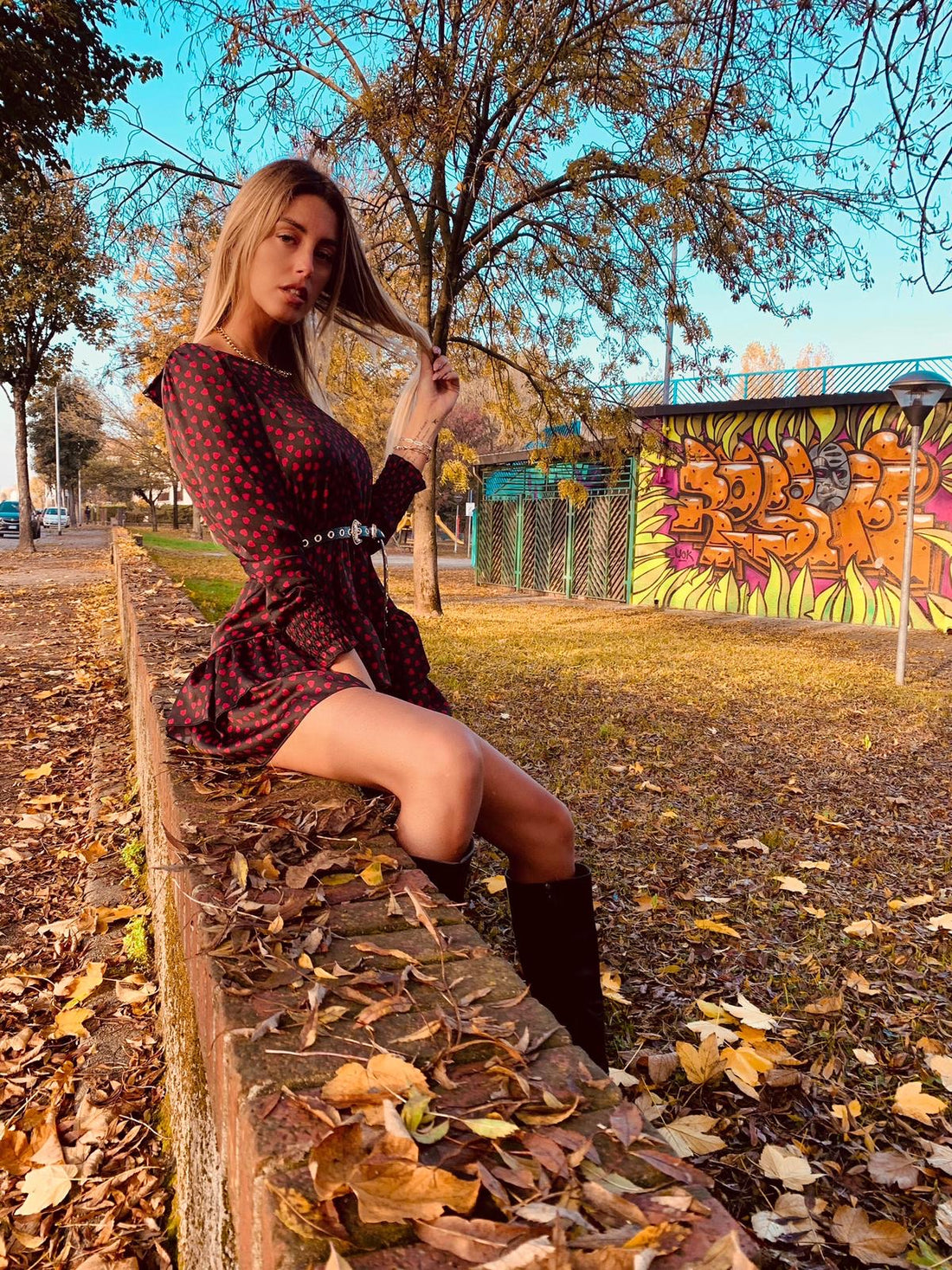 Abito cuori rossi con gonna asimmetrica - R.a. Boutique 