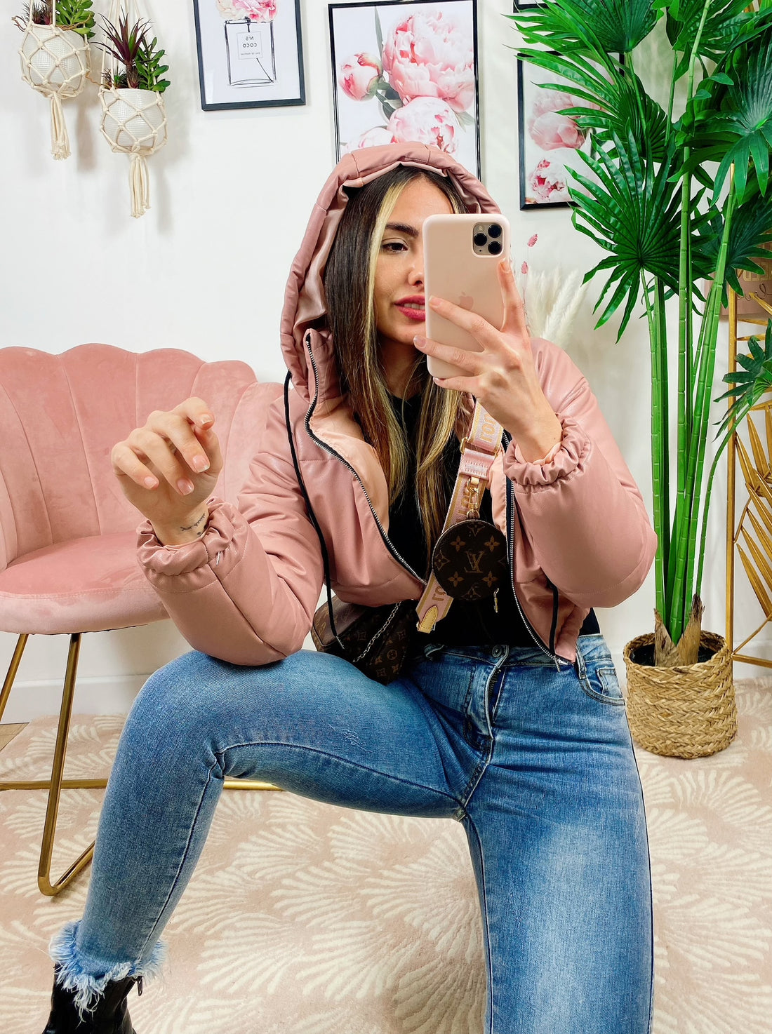 Bomber crop in ecopelle Rosa - R.a. Boutique 