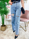 Jeans boyfriend zampa larga con maxi spacchi - R.a. Boutique 