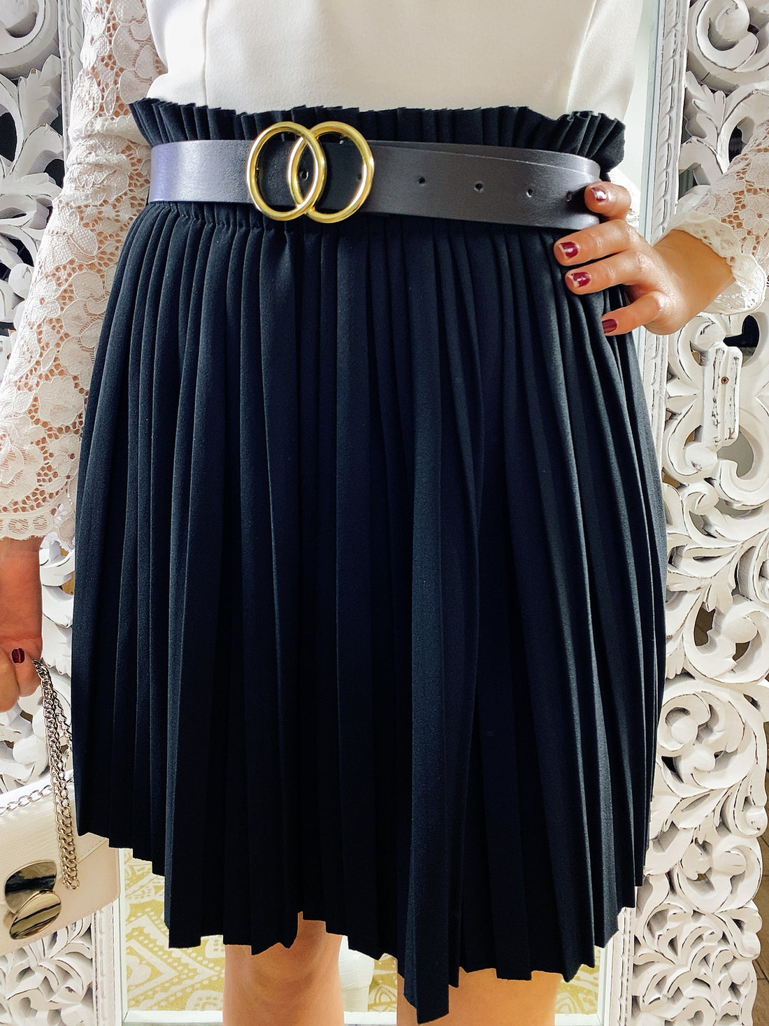 Gonna a pieghine con cintura - R.a. Boutique 