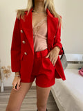 Completo giacca con bottoni e short rosso - R.a. Boutique 