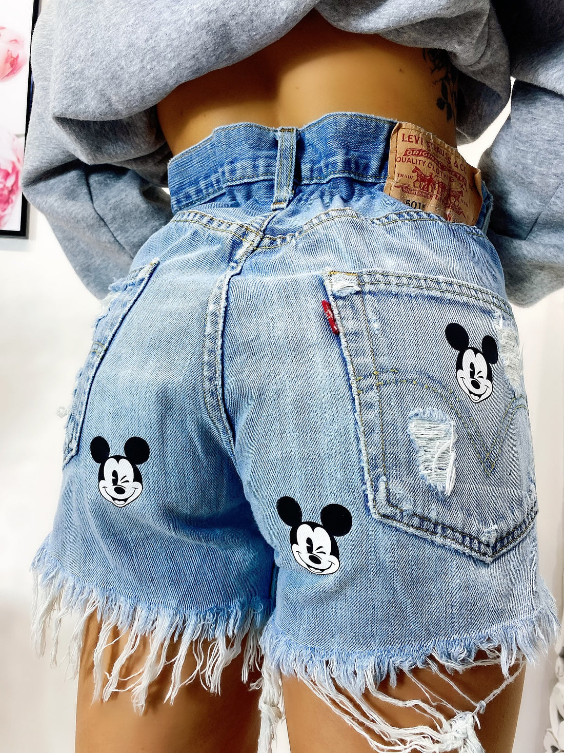 Short Levi’s Vintage con stampa topolino chiaro - R.a. Boutique 