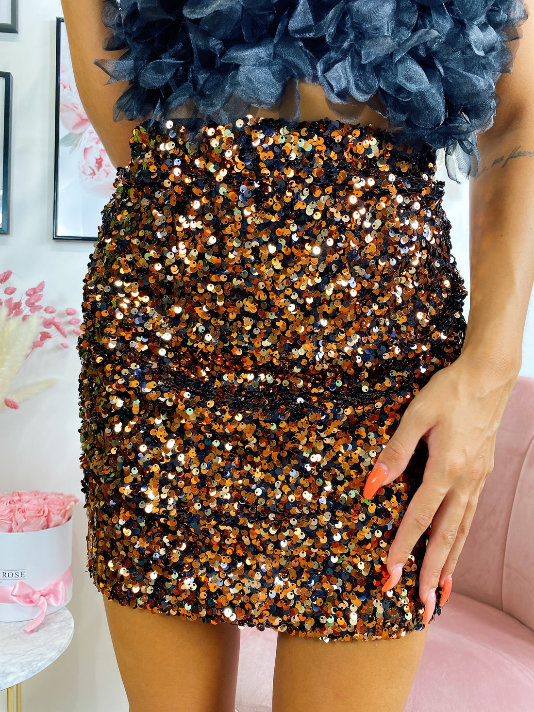 Gonna con paillettes bronzo - R.a. Boutique 