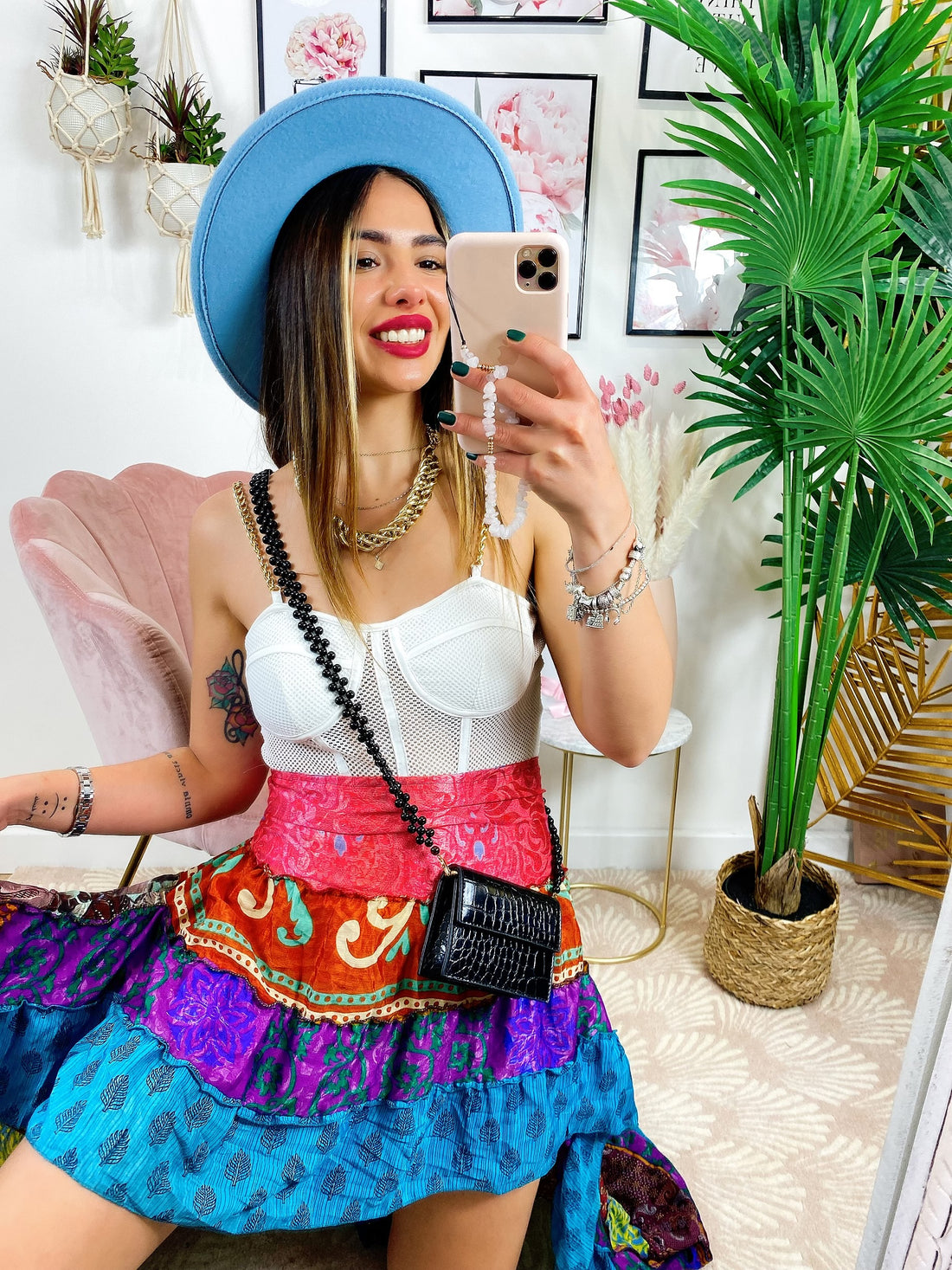 Gonna asimmetrica rainbow fascia fragola - R.a. Boutique 