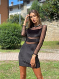 Abito in velluto nero con trasparenze - R.a. Boutique 