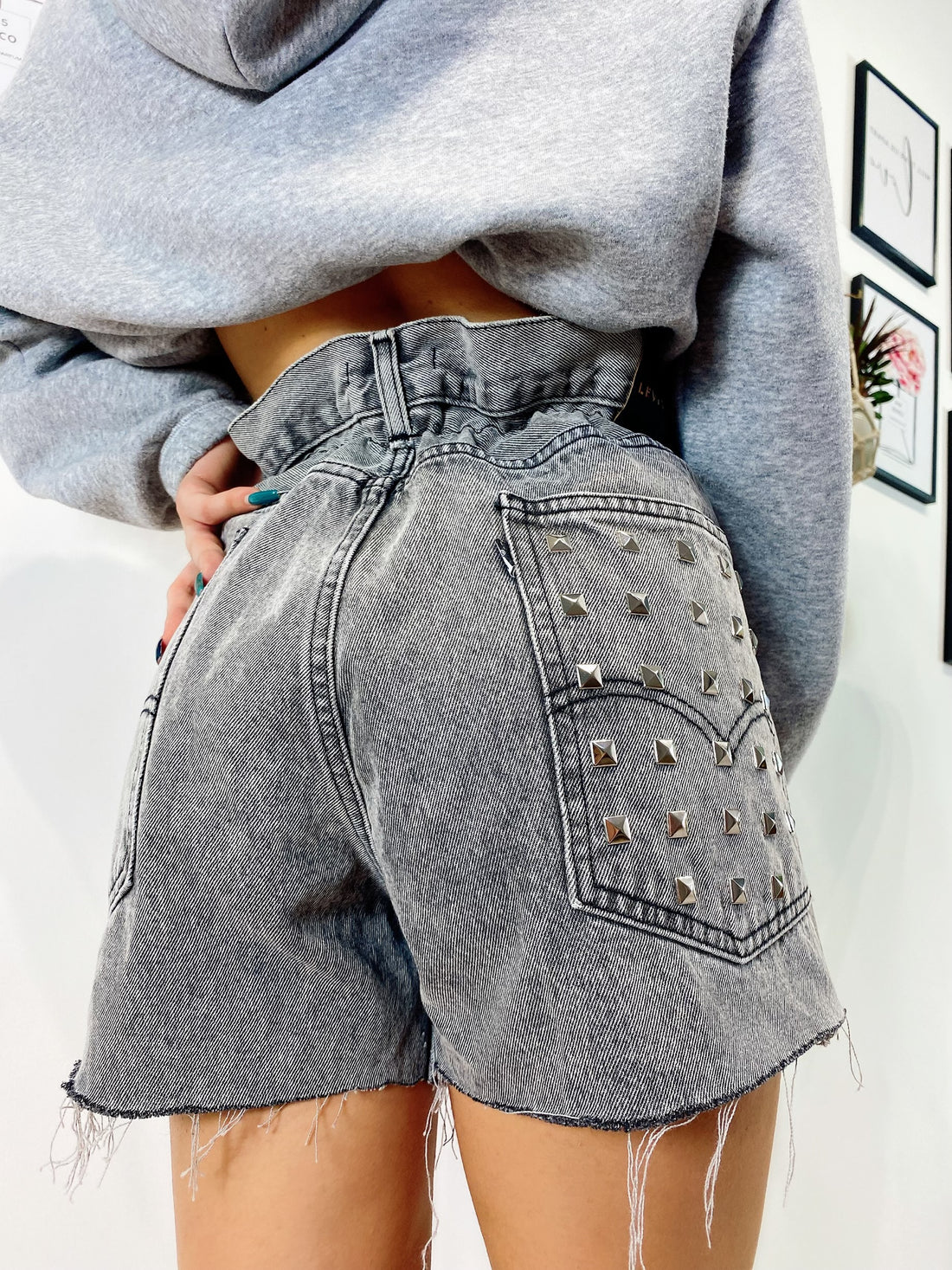 Short Levi’s Vintage con Borchie bagno grigio - R.a. Boutique 