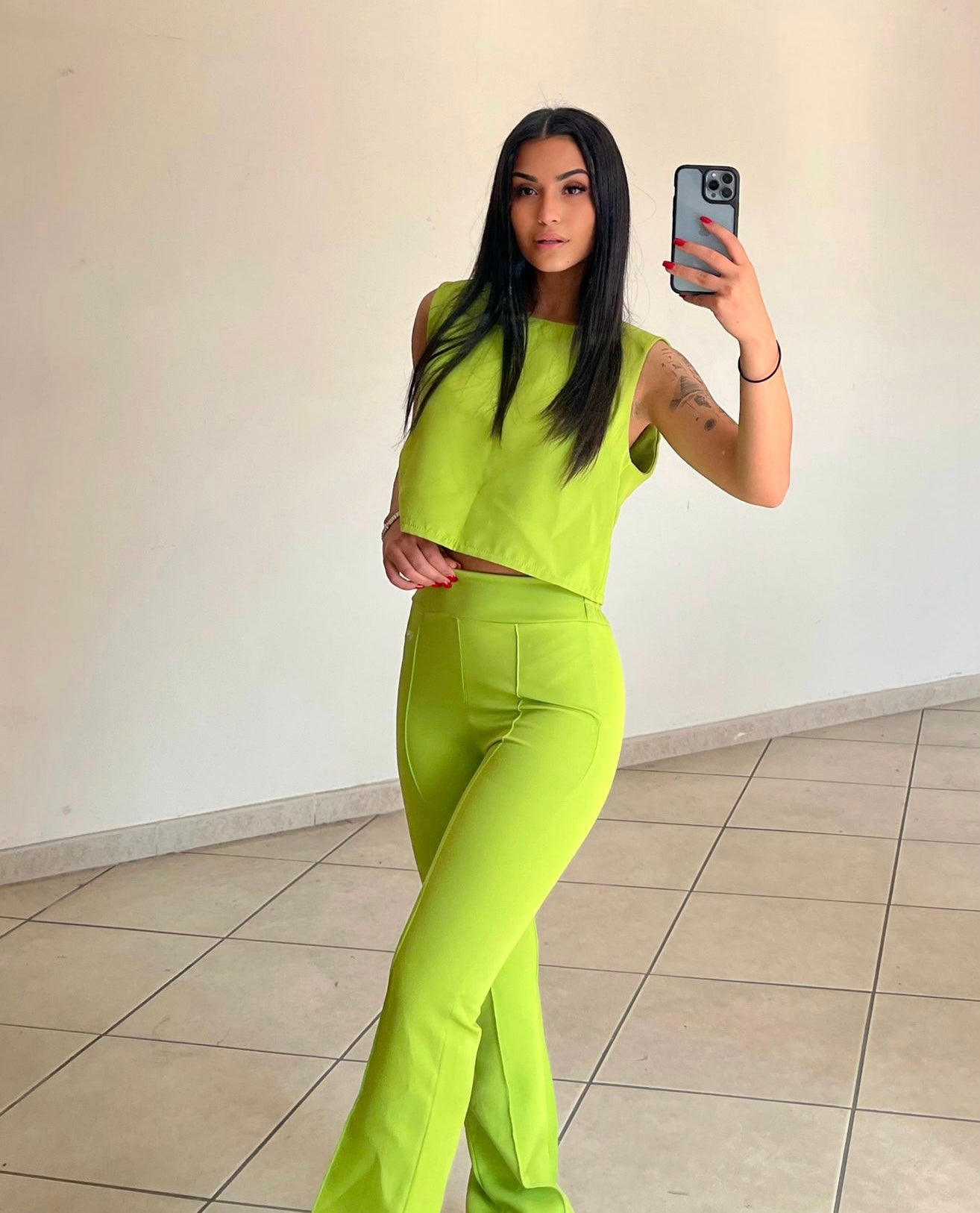 Completo top e pantalone lime - R.a. Boutique 