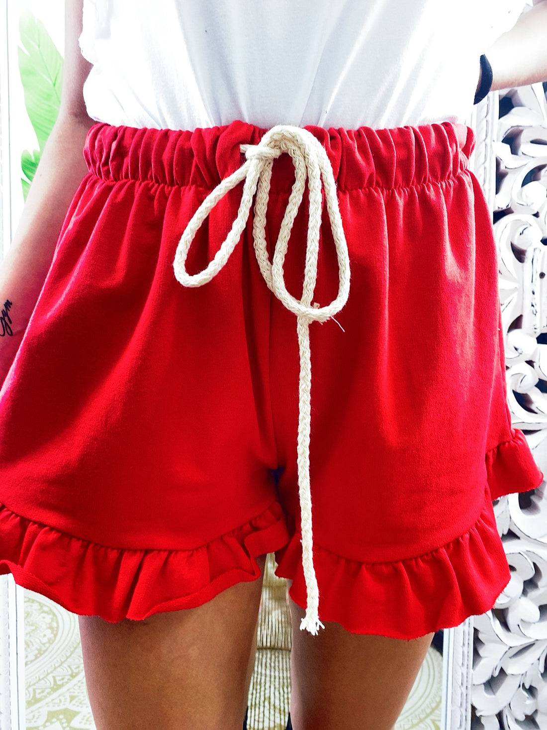 Short rosso con arricciatura - R.a. Boutique 