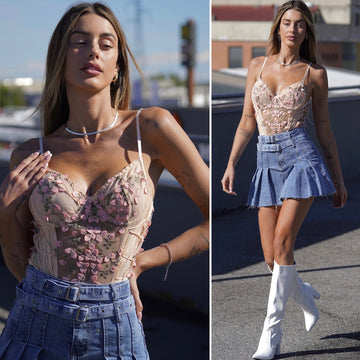 Body rosa con fiori - R.a. Boutique 