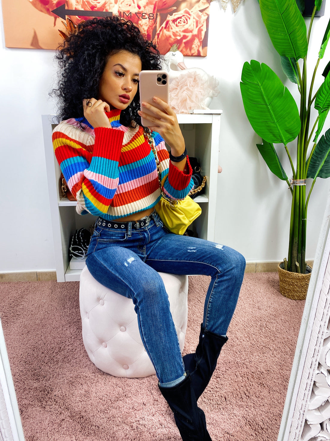 Maglione multicolore a collo alto - R.a. Boutique 