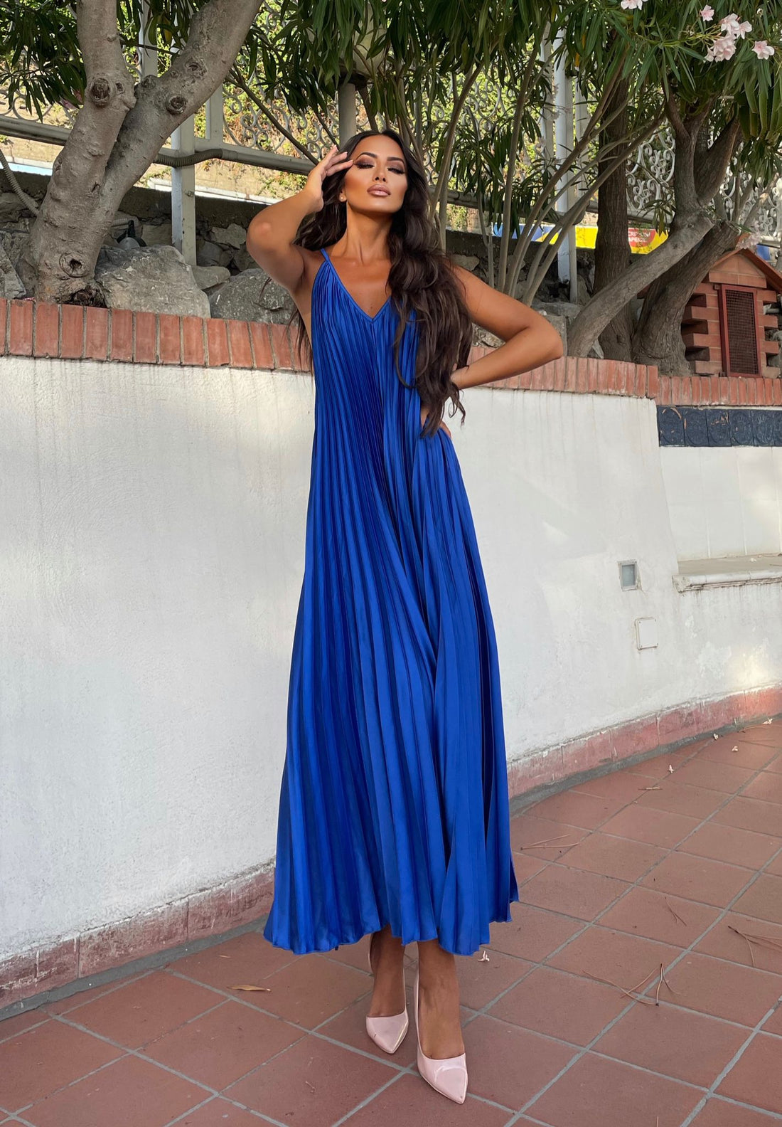 Abito plissè blu elettrico - R.a. Boutique 