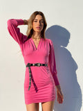 Abito con drappeggio rosa barbie - R.a. Boutique 