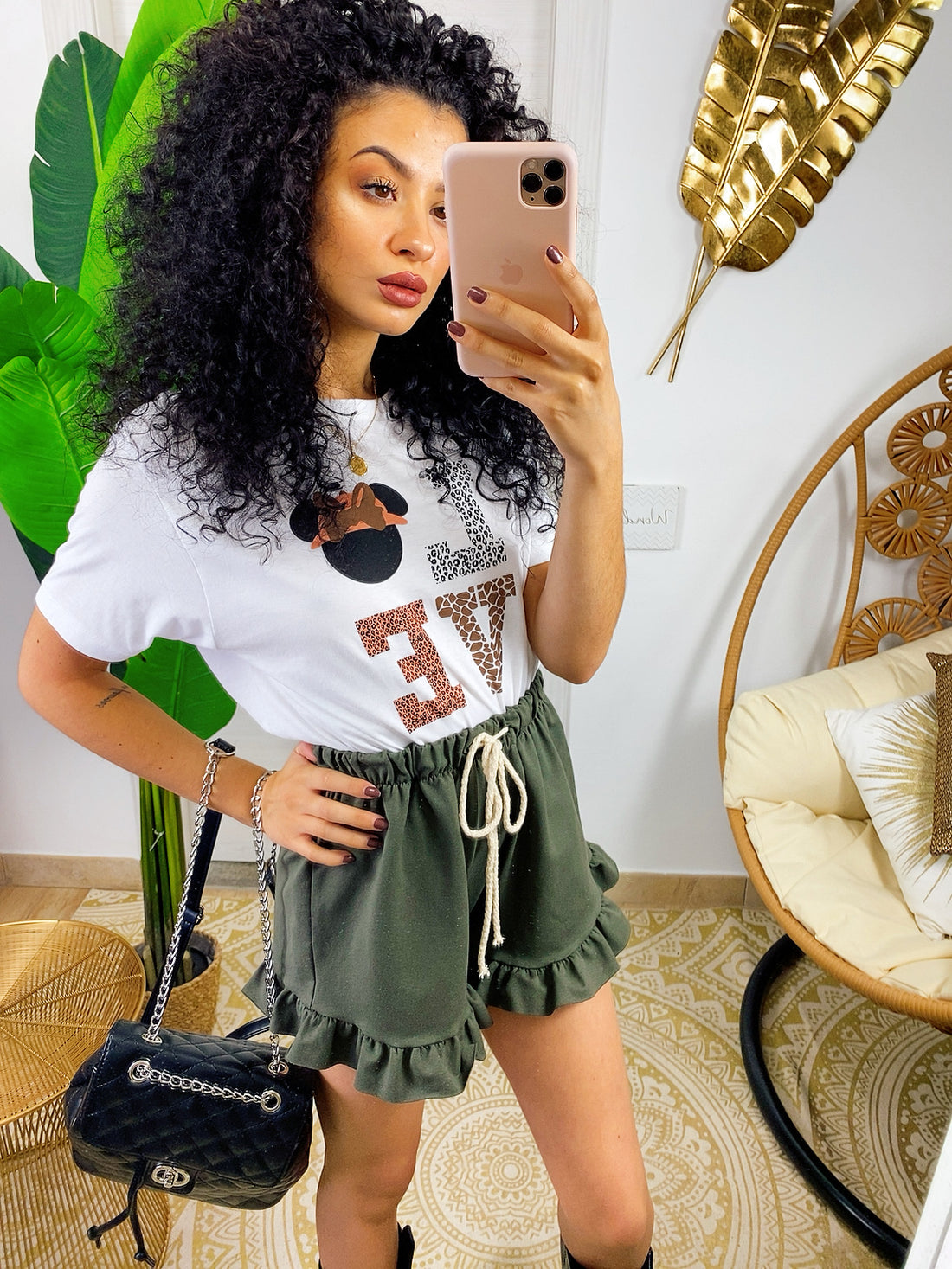 Short verde militare con arricciatura - R.a. Boutique 