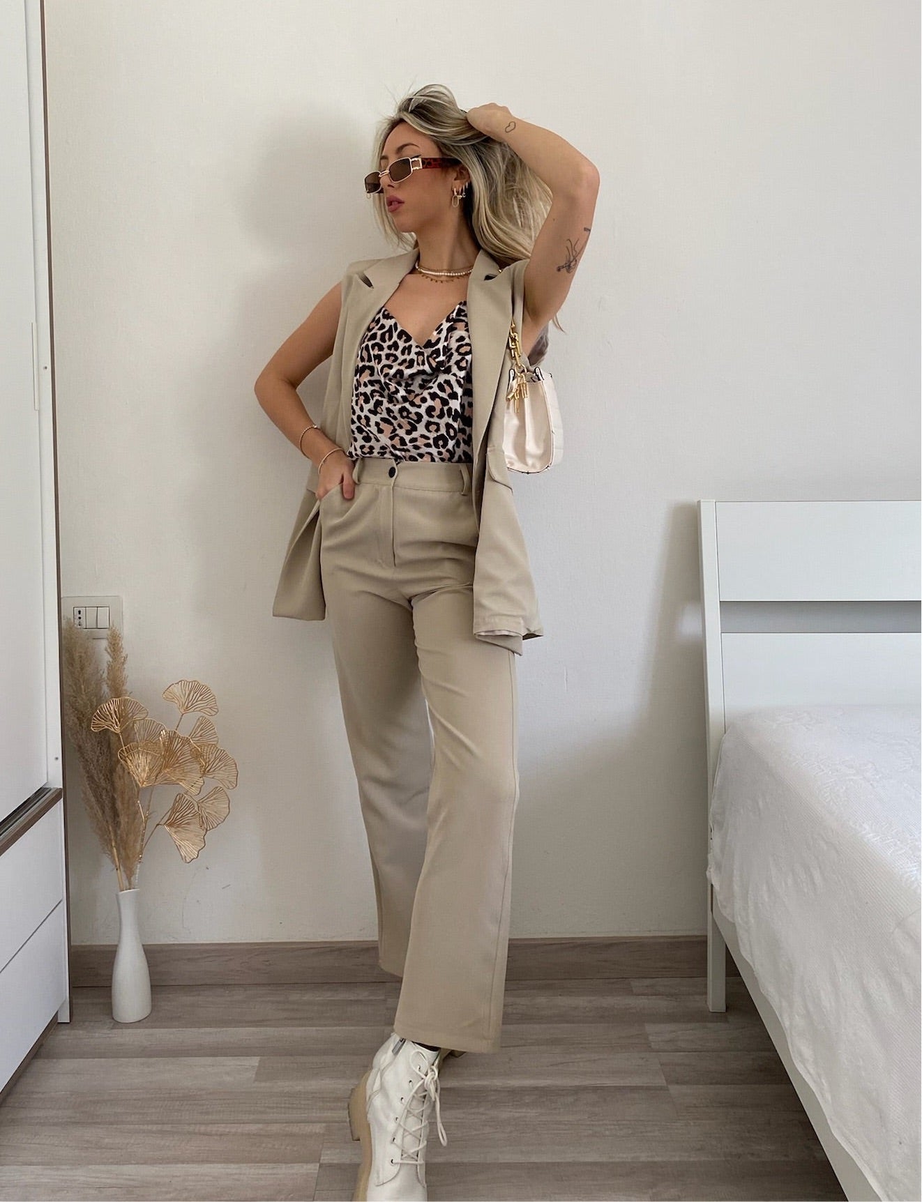 Canotta animalier con punto luce - R.a. Boutique 