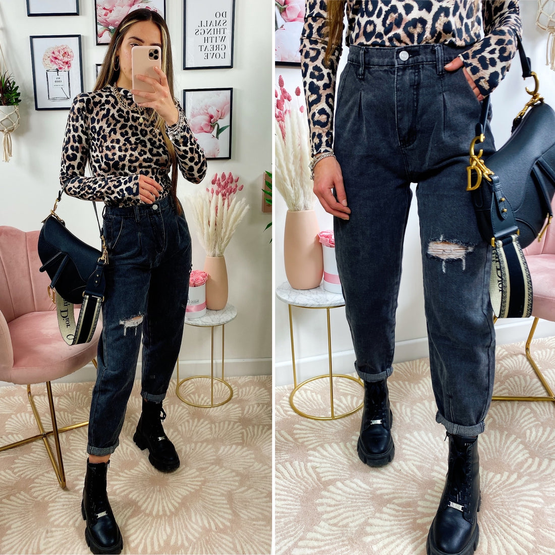 Jeans Boyfriend Grigio/Nero - R.a. Boutique 