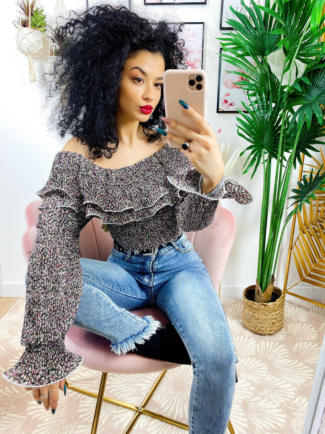 Blusa con rouge e fiorellini - R.a. Boutique 