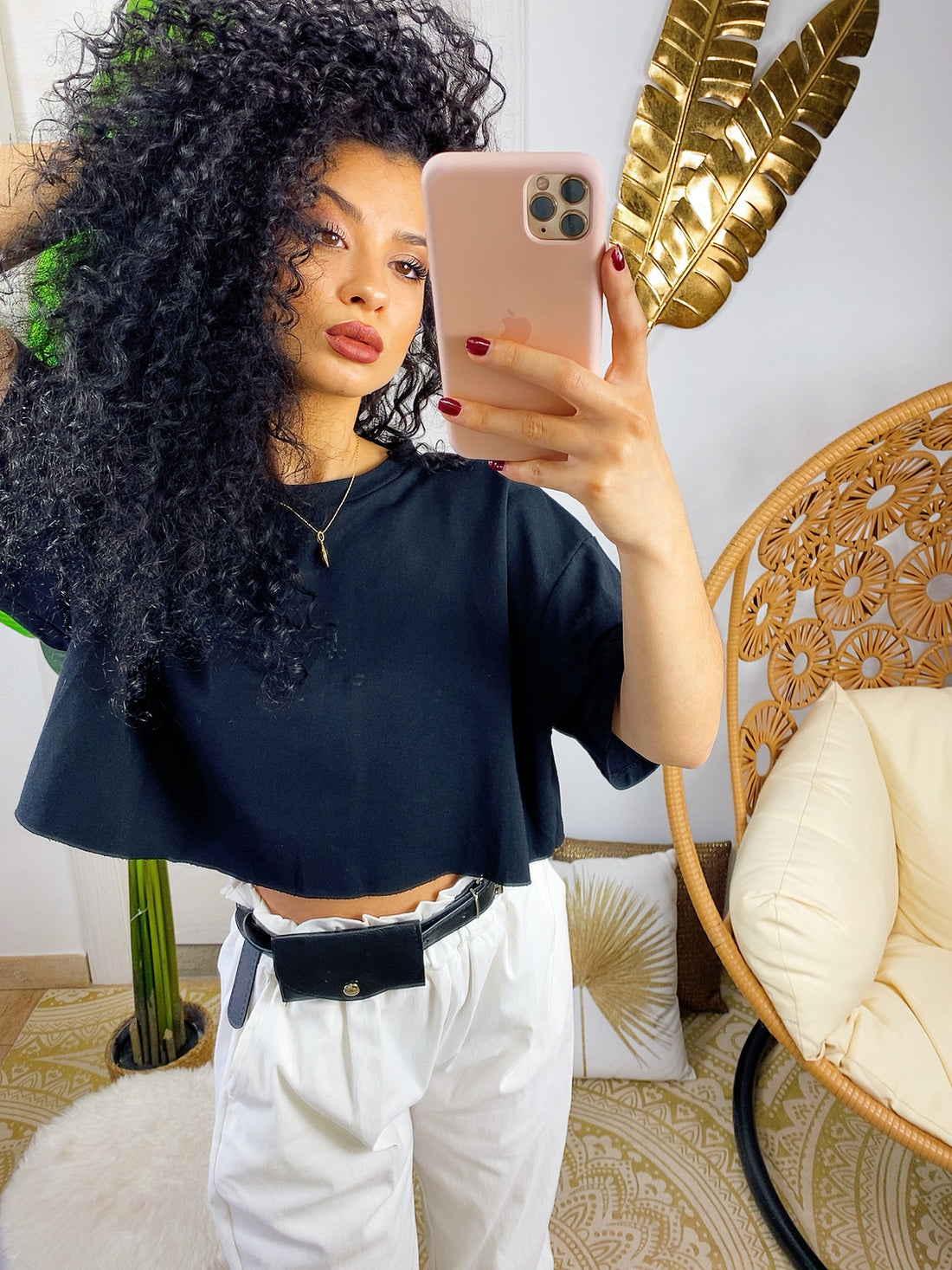 Maglia a top crop nera - R.a. Boutique 