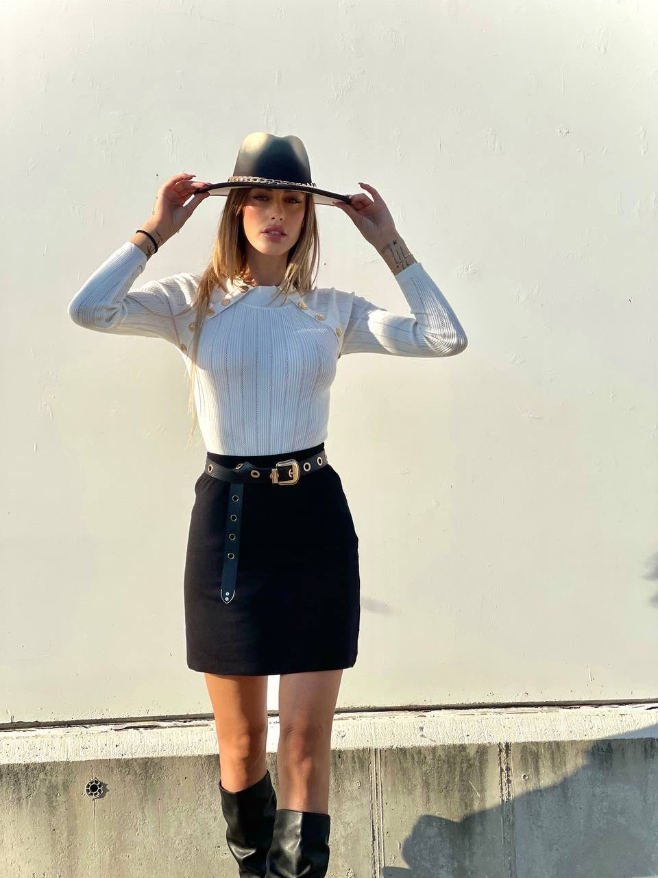 Gonna elasticizzata nera - R.a. Boutique 