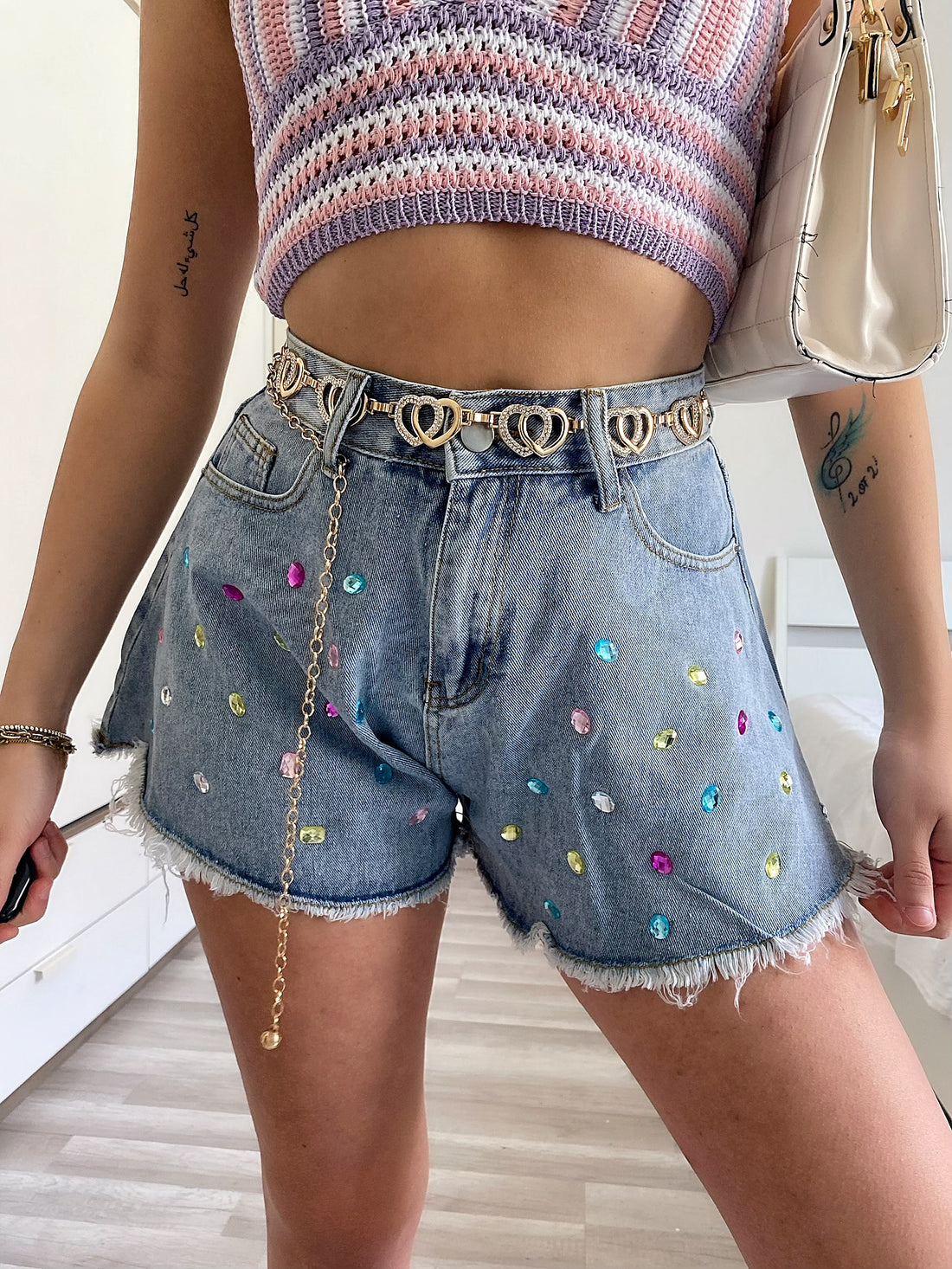 Short a farfalla con gemme - R.a. Boutique 