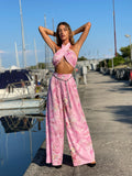 Completo top e pantalone rosa a fiori - R.a. Boutique 