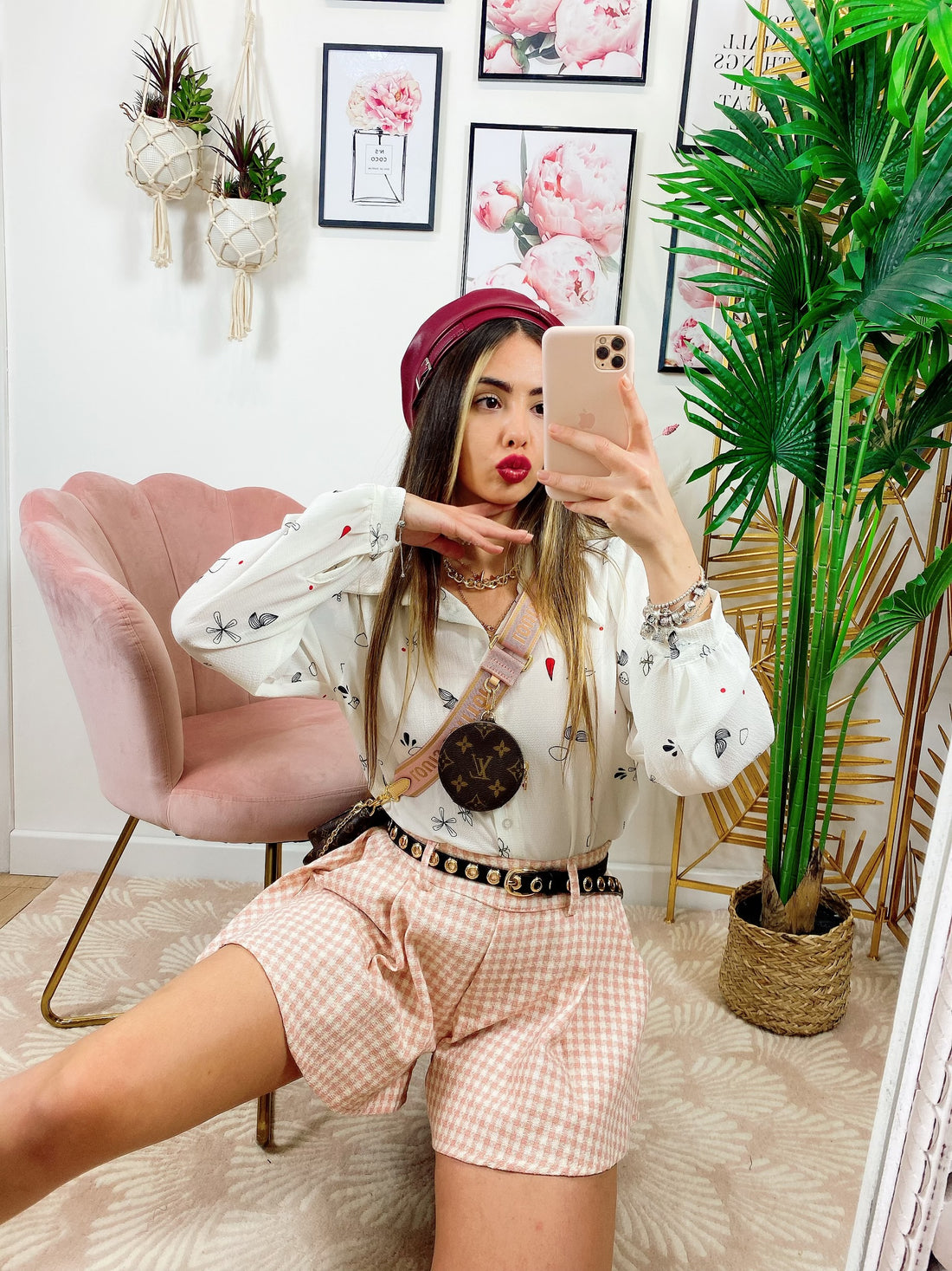 Camicetta con stampa dettagli Rossi - R.a. Boutique 