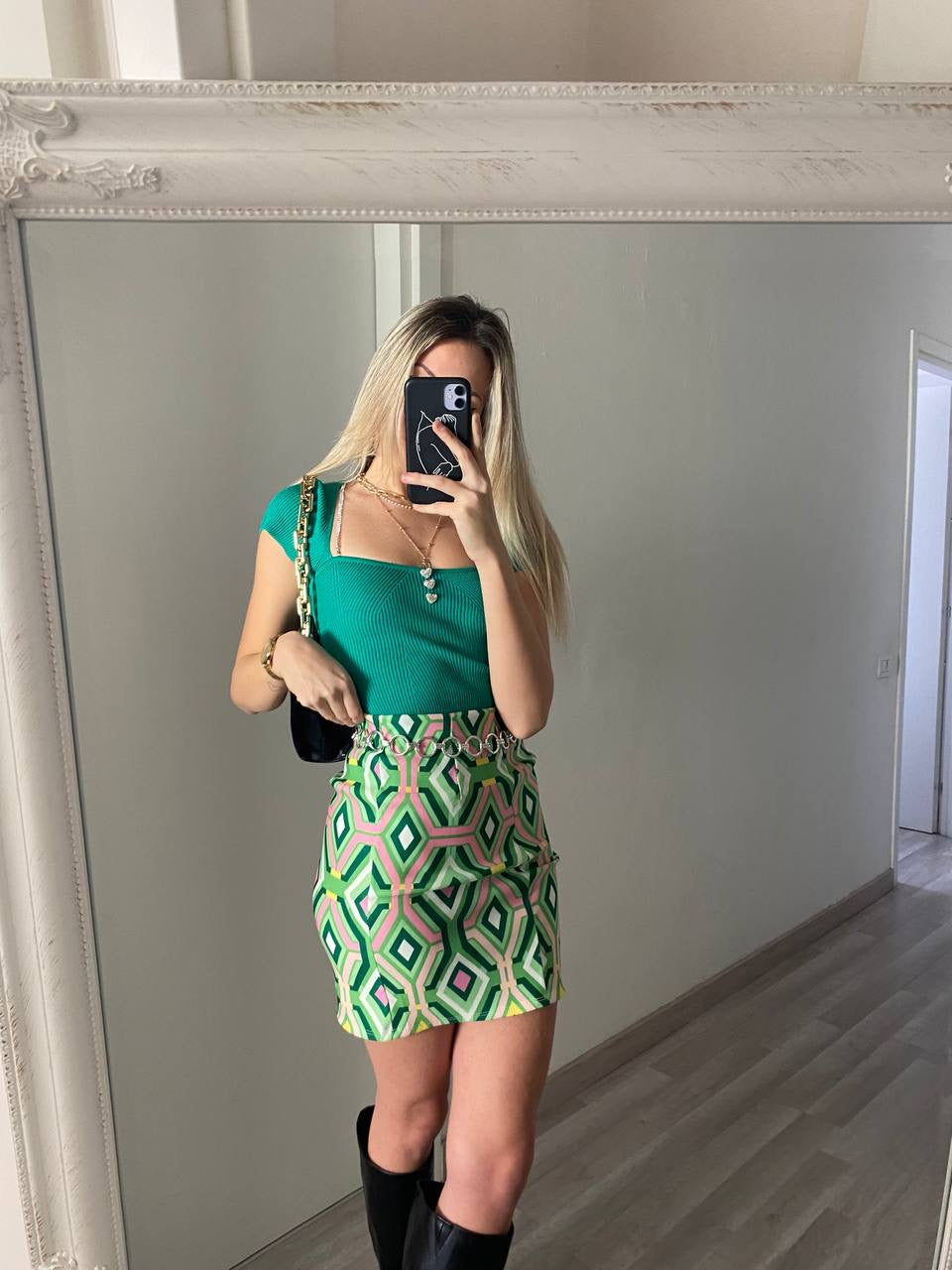 Gonna geometrica verde - R.a. Boutique 