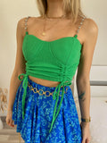 Top verde con spalline in strass - R.a. Boutique 